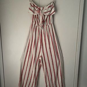 LOVE TREE Red & White Striped Sleeveless Jumpsuit